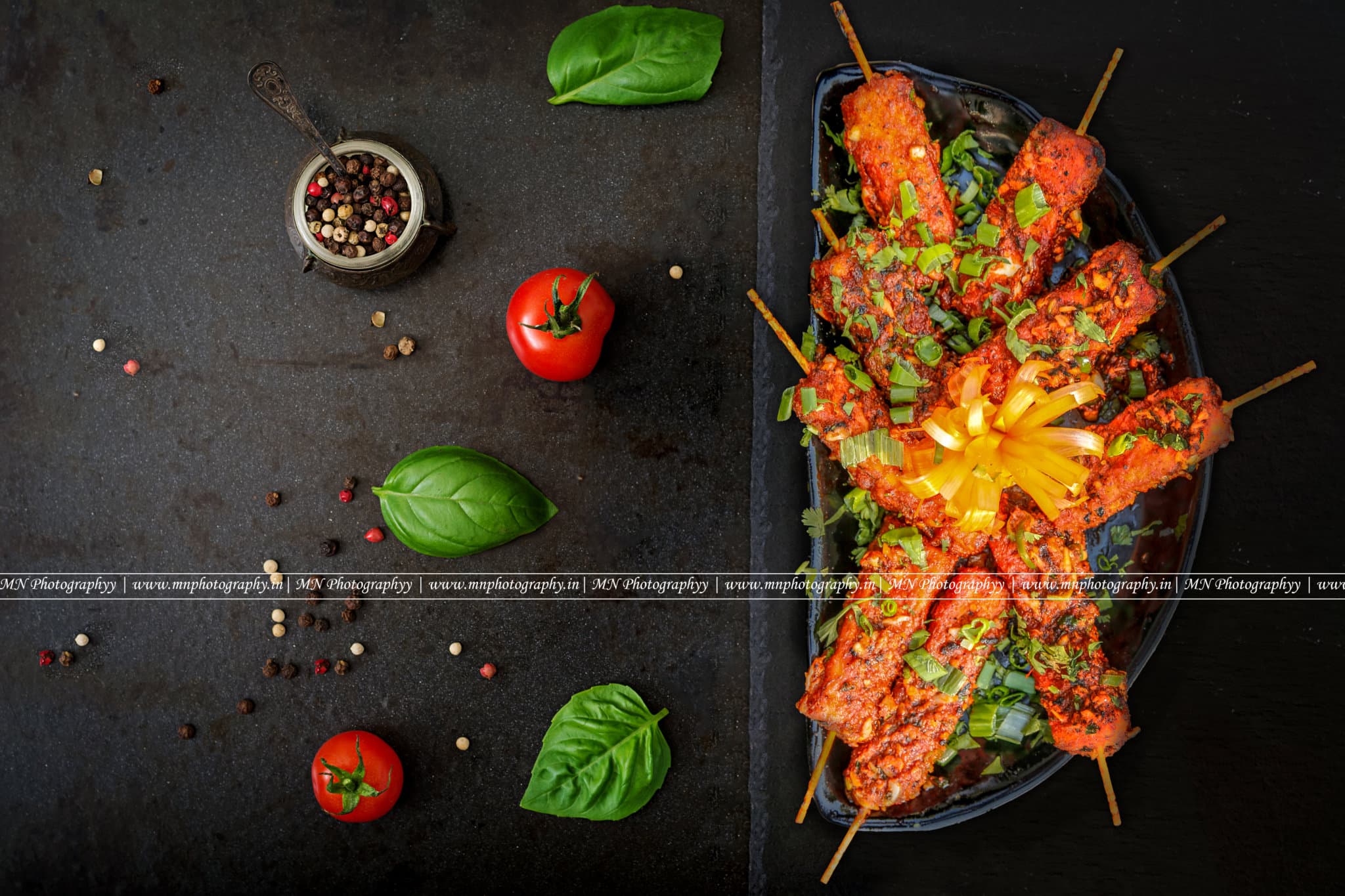 Tandoori paneer skewers food photography in Udaipur